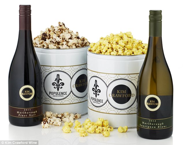 Pinot Noir Chocolate Drizzle and Sauvignon Blanc Kettle wine popcorn