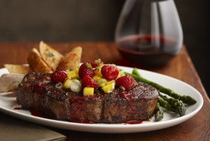 Bourbon Raspberry Rub Steak with Raspberry Mango Salsa