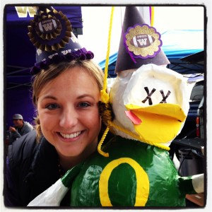 Me & my dead duck friend. Hat from Libby's Paper Party Hats! Thank you, Lib!!