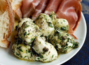 More cheese: marinated fresh mozzerella balls