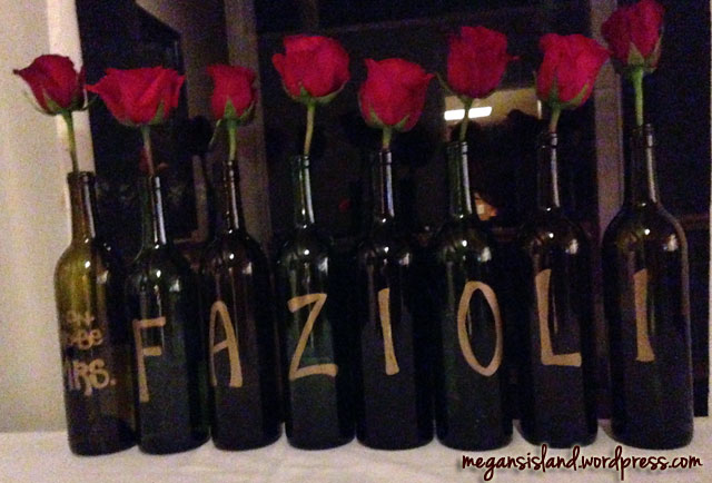 Wine bottle party decor | Megan's Island Blog