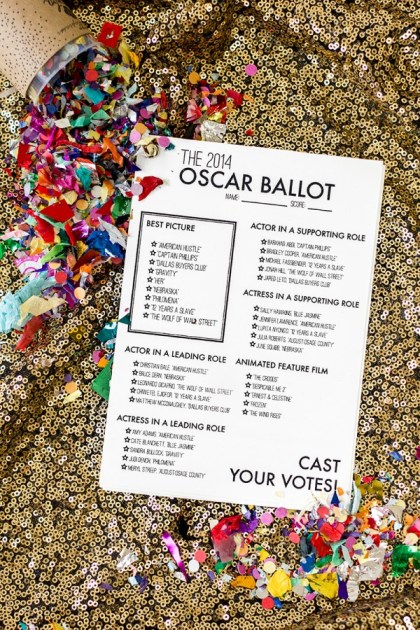 Studio DIY 2014 Oscar ballot