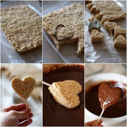 Chocolate heart rice krispie treats. Don't these look amazing!? 