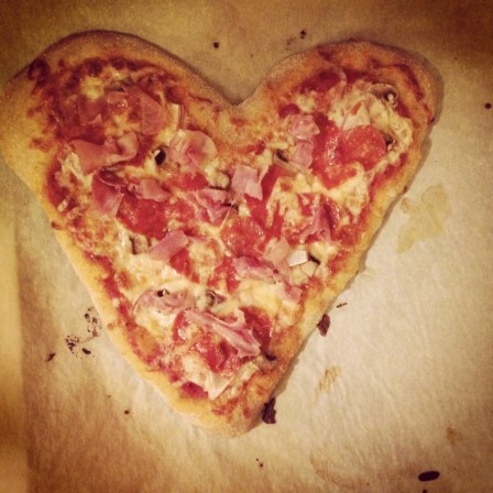 Romantic Valentine's Day pizza