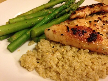 Grilled chicken, quinoa, asparagus