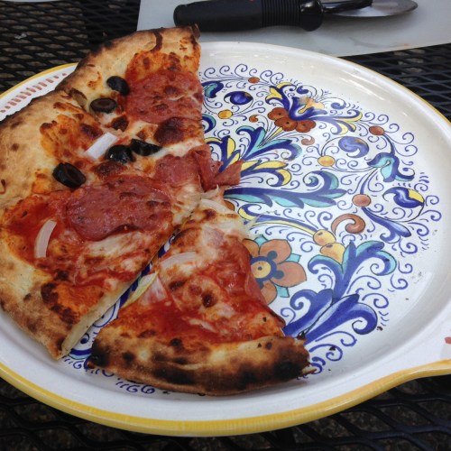 Our first wood-fired pizza! 