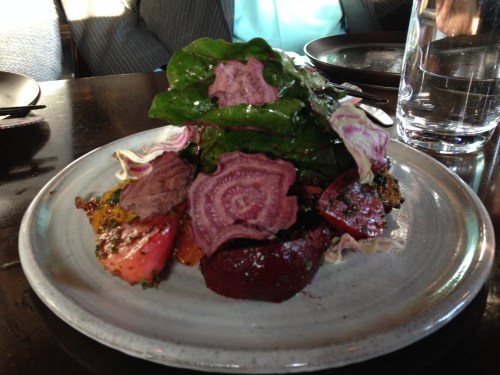 Salad of Amaranths, beet root, inca quinoa, chard and urfa biber