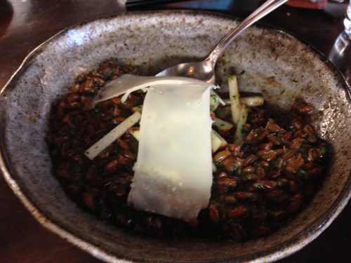 Malted Emmer, mountain cheese and apples