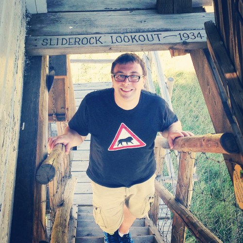 Climbing the tower at Fort Montana