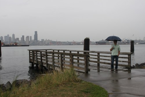 Photo check in the rain. We got married right in that very spot! 