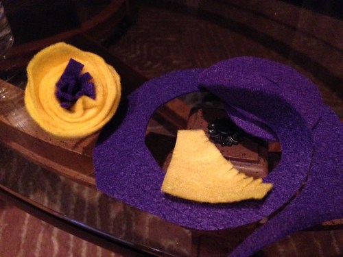 Felt flowers made out of extra AstroTurf coaster fabric