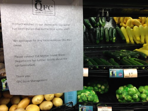 Bottle-water-washed veggies at QFC