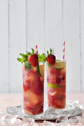 Sstrawberry and rhubarb sangria  