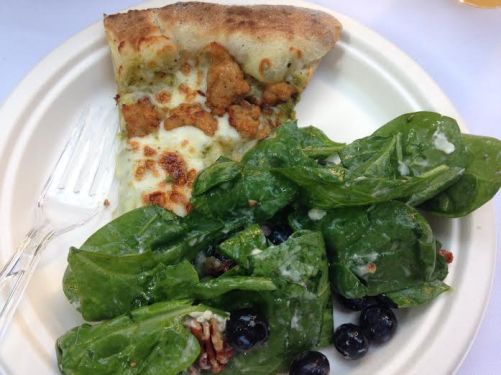 My favorite summer meal: homemade pizza oven pizza and my favorite salad dressing! 