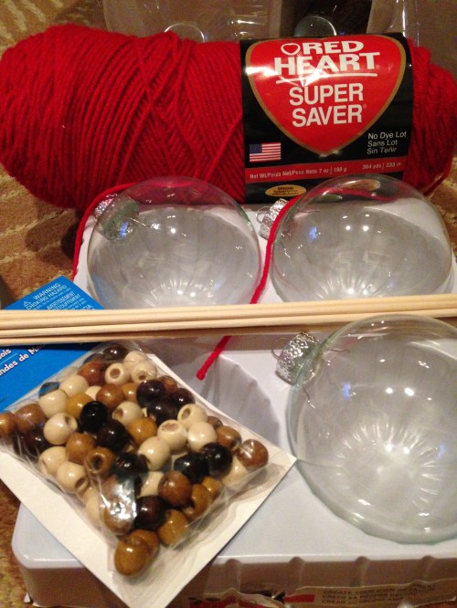 All the supplies you'll need for the yarn ball ornaments