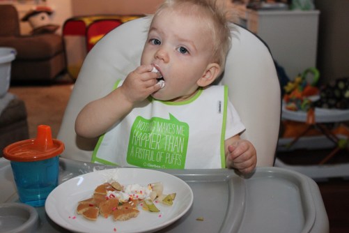 Best morning ever: pancakes, whip cream and sprinkles! 
