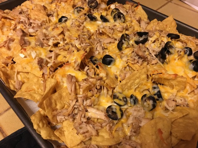 We went basic (but SO delicious): shredded pork nachos