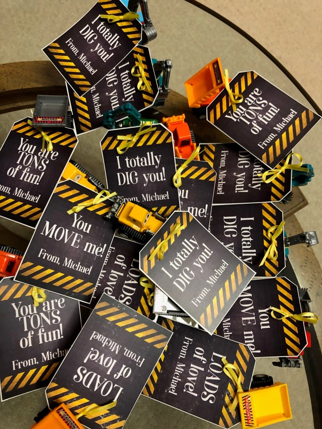 Finished product: construction valentines 