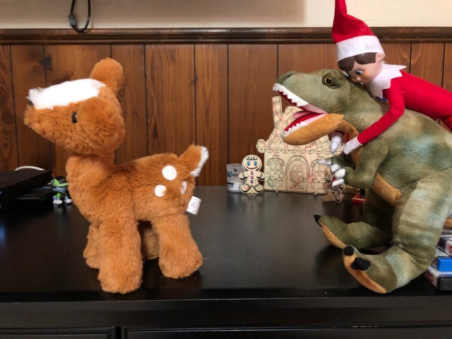 Elf on the Shelf racing stuffed animals