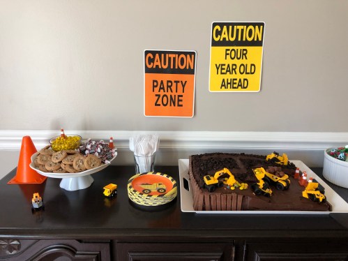Construction site birthday party dessert table